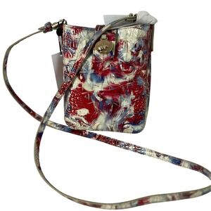 NWT Brahim Marley Valor Melbourne Croc-Emboss Genuine Leather Crossbody Slingbag